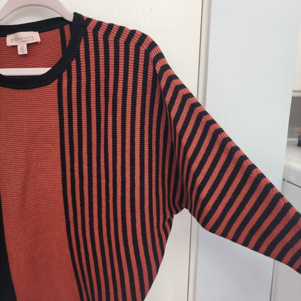 Philosophy Black and Brown Crew Neck Sweater with Modern Design - Picture 6 of 12